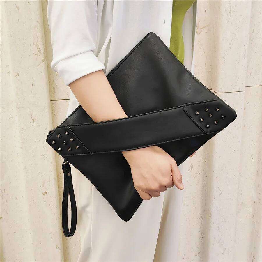 Fashion Rivets Women Envelope Clutch PU Leather Women's Crossbody Messenger Bag Female Shoulder Bag Clutches Bolsas Red