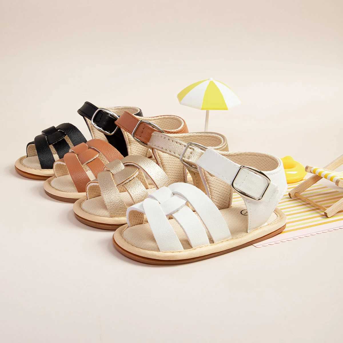 Meckior Summer New Baby Boy Girl Sandals Baby Shoes PU Anti-Slip Soft Rubber Sole Newborns First Walkers Beach Infant Sandals R250707