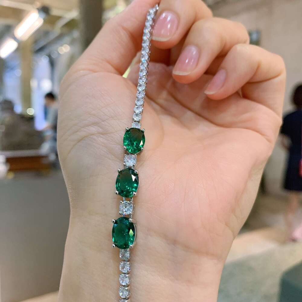 Minimalist Small Round Block Blue Zircon Elegant Faux Red Corundum Bracelet For Women 174
