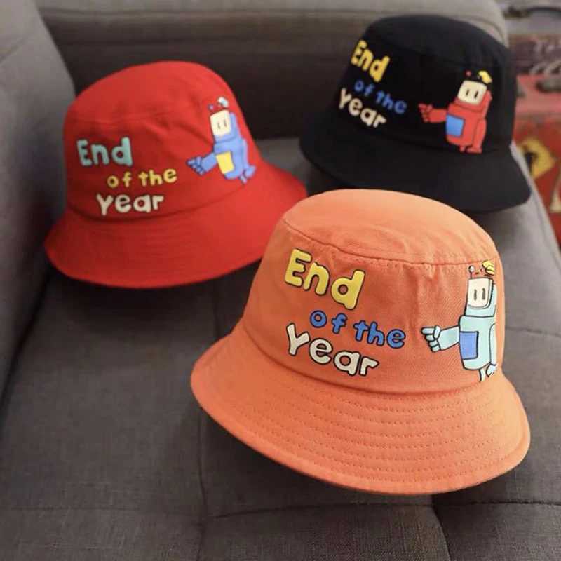 Children Bucket Hat New Spring Boys Girls Sun Hat Cute Funny Expression Cartoon Outdoor Summer Kids Hat Fishing Cap Korean Style Y250707