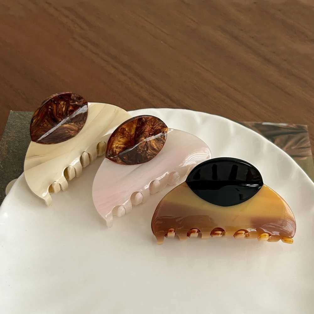 Acrylic Half-circle Hair Claw Gradient High-end Acetic Acid Shark Clip Waterproof Contrast Color Retro Hair Carb Clip Headwear Y250707