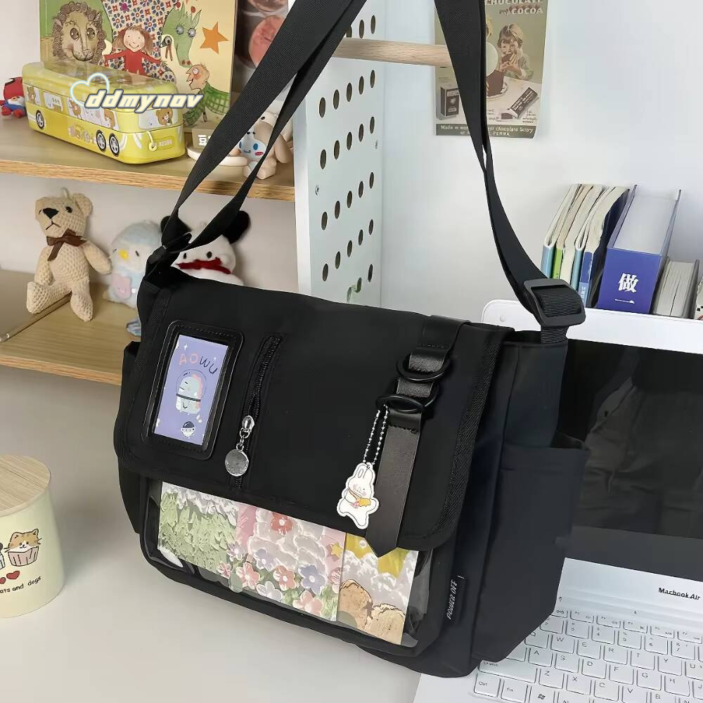 Y2K Japanese Harajuku School Bags for Teenage Girls New 2024 Transparent Itabag Crossbody DIY Badges Display Plate Ita Bag ddmynov