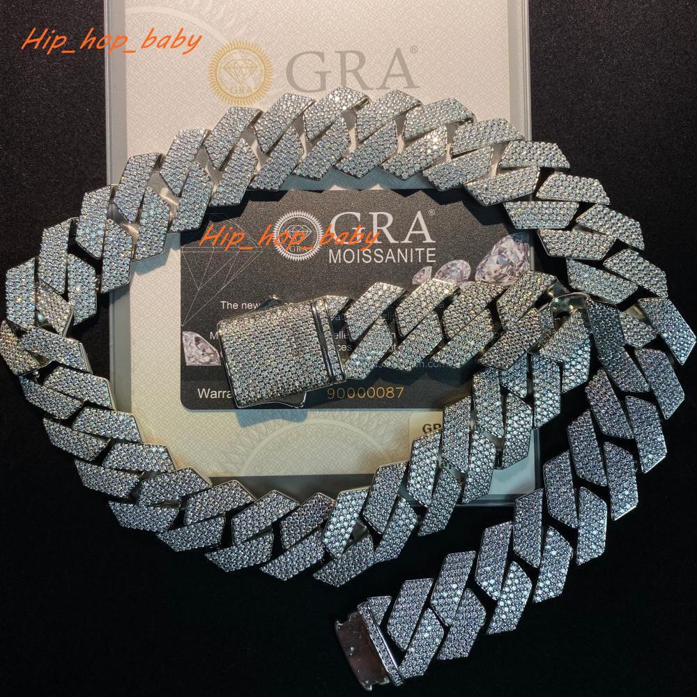 22MM Custom Hip Hop Moissanite Diamond 925 Cuban Link Chain Heavy Cuban Chain for Anniversary Iced out Jewelry