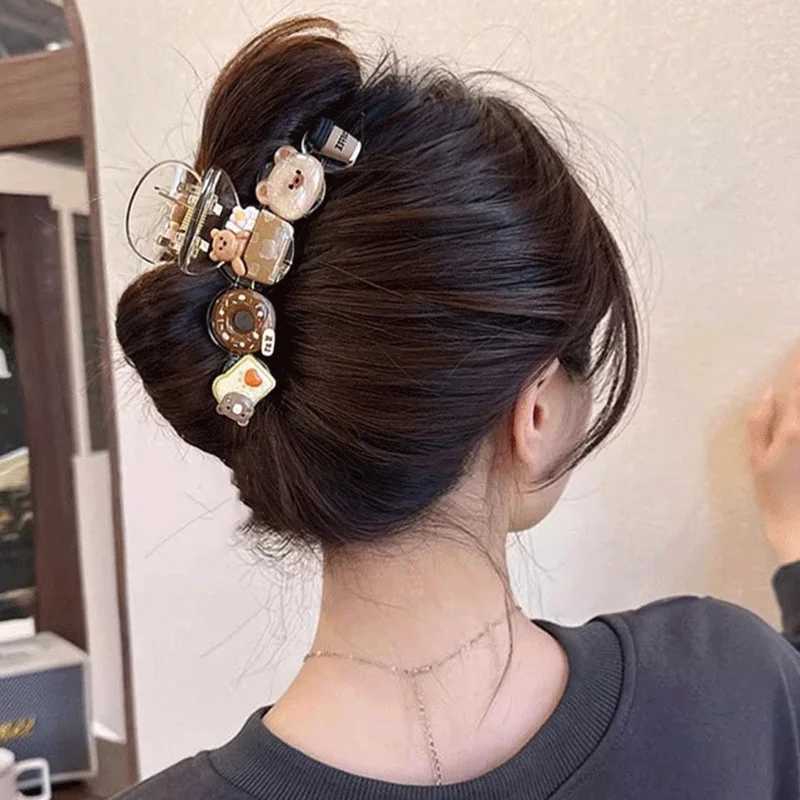 New Cute Cartoon Hair Claw Biscuits Hairpin Bow For Women Girls Creative Hair Decorate Hair Clip Ponytail Shark Hair Accessories Z250707