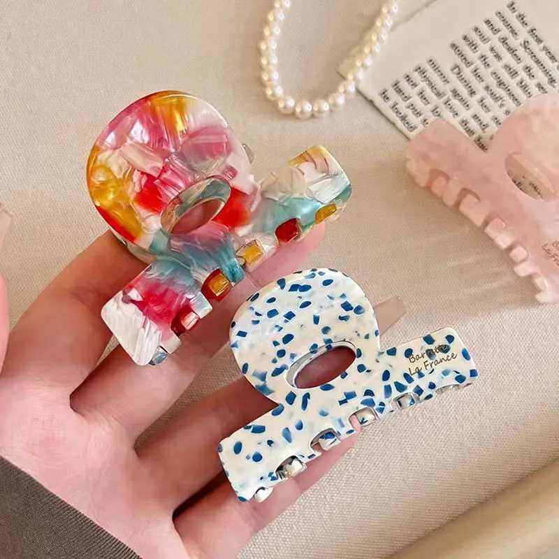 Vintage Acetate Print Small Hair Claw For Women Girl Sweet Hair Ornament High Grade Hair Accessories Claw Clip Hair Clip Hairpin Y250707