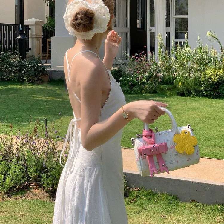 Free shipping designer bag Luxury bag Summer Floral Bowknot Girly Style Handbag New Fashionable Versatile Small Square Shoulder Crossbody Bag for Wome