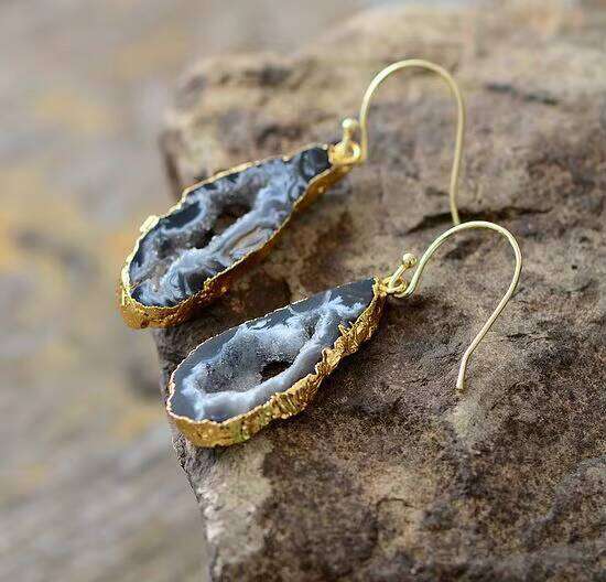 Irregular Fashion Natural Agate Spiritual Unique Stone Earrings Women's Gift