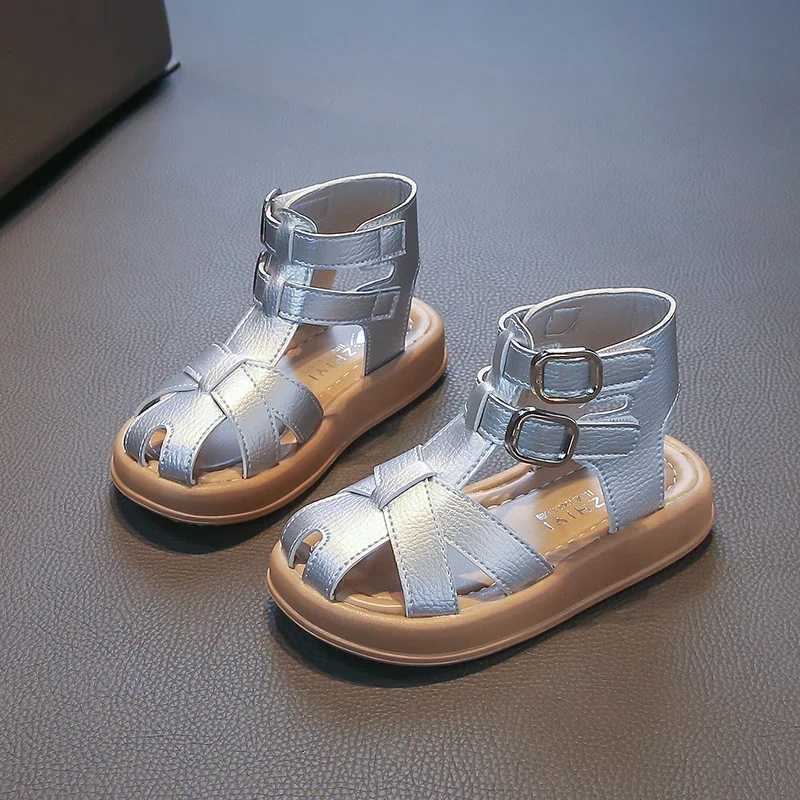 2025 Summer New Children Roman Sandals for Girls Fashion Korean Style Soft Bottom Anti-Slip Versatile Princess Beach Shoes R250707