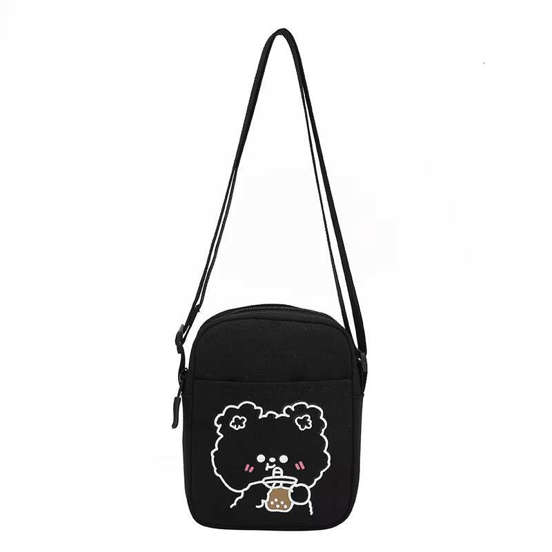 Cute Bear Rabbit Print Crossbody Bags For Women Girls Mini Canvas Square Purse Trendy Cartoon Handbags Shoulder Phone Bag New ddmynov