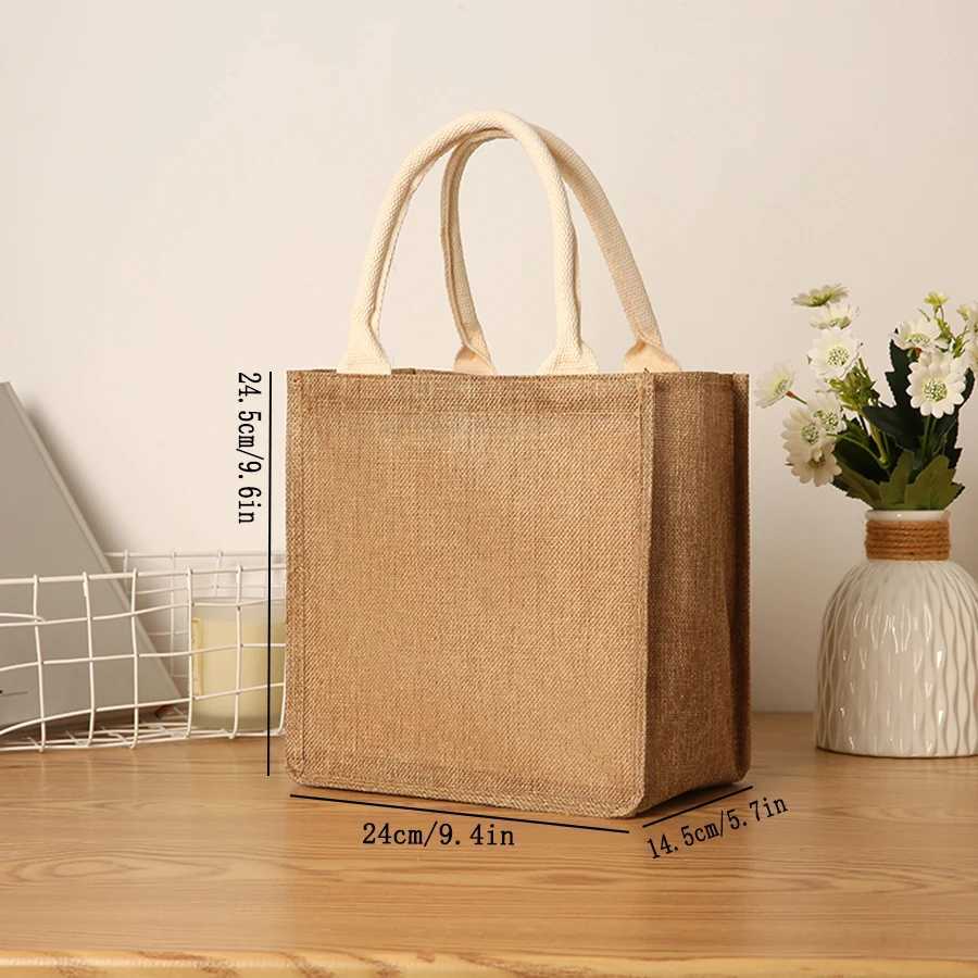 Simple solid color imitation linen mens tote bag large capacity reusable shopping bag able multi-functional handbag