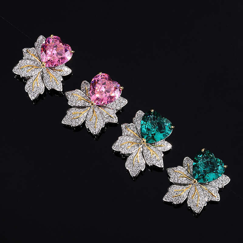New Jewelry Earrings S Sier Needle Pink Maple Leaf Light High-End Feel Women's Style Ddb