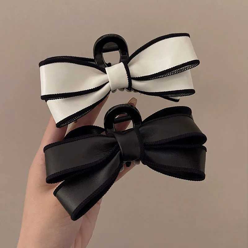 Large Bows Hair Claw Clips for Women Black White French Elegant Hairpin Fabric Hair Clips Sweet Hair Accessories Girls Headdress Z250707