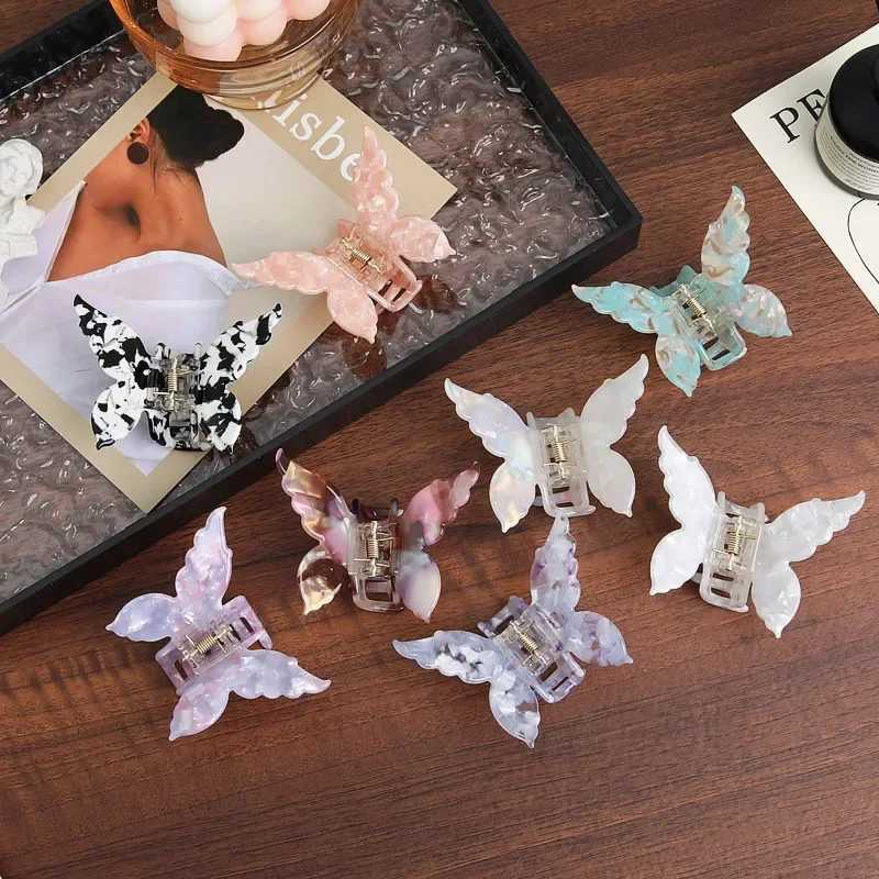 Acetate Butterfly Hair Claw Colorful French Style Hair Styling Tools Accessories Retro Elegant Hair Clips Women Sweet Hairpins Y250707