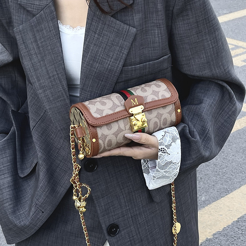 Designer High-End Small for Women 2025 New Cylinder French Style Phone Shoulder Versatile Patchwork Crossbody Light Luxury Women's Bag