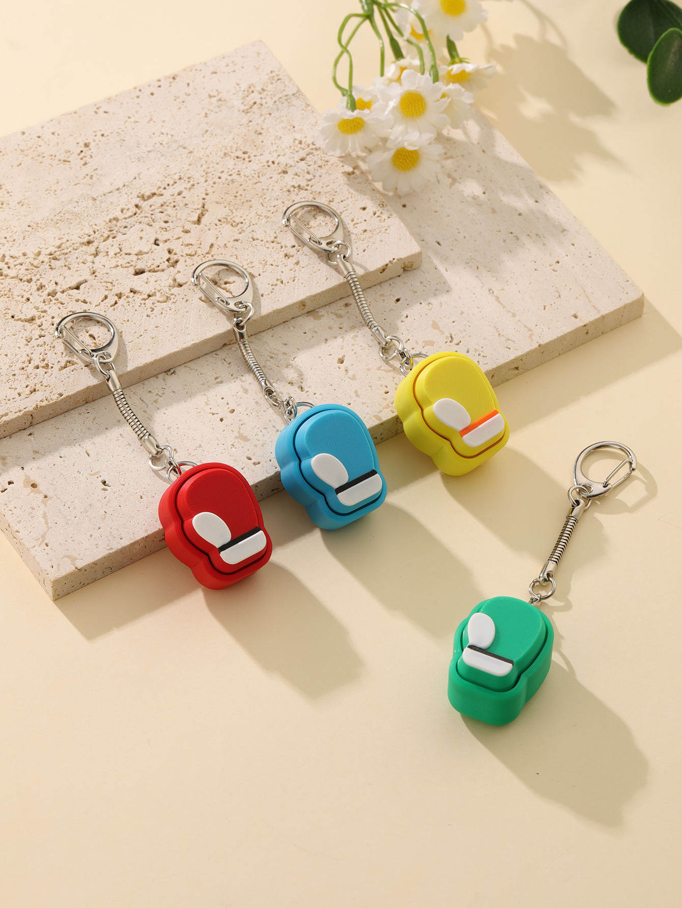 3D printed boxing glove keychain - Adult stress relief toy, with a portable anxiety relief gadget featuring a clickable keyboard design