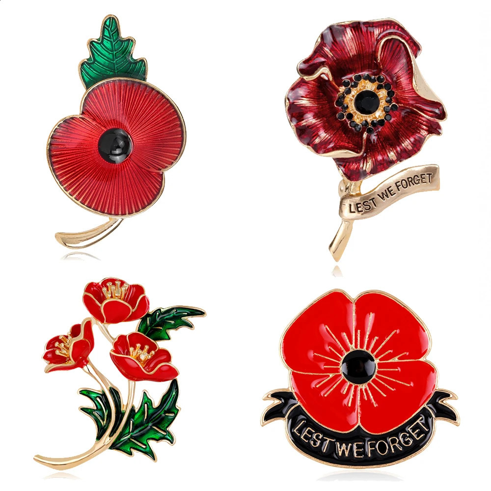 Poppy WWII Soldiers Memorial Brooch Metal Pin Corsage Mens Botanical Floral Everyday Accessories Jewelry Gifts 250625