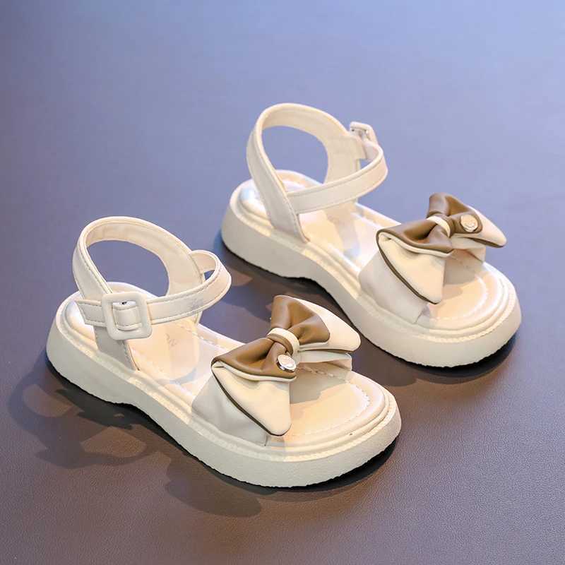 New Sweet Girl Summer Sandals Elegant Bowknot Children Princess Shoes Fashion Open-toe Kids School Sandals Versatile Hook Loop R250707