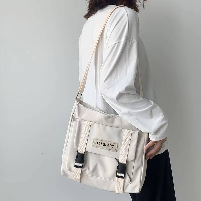Nylon Simple Handbags Messenger Bag Youth Student Waterproof Canvas School Solid Color Crossbody Bags for Women Bolsos Sac ddmynov