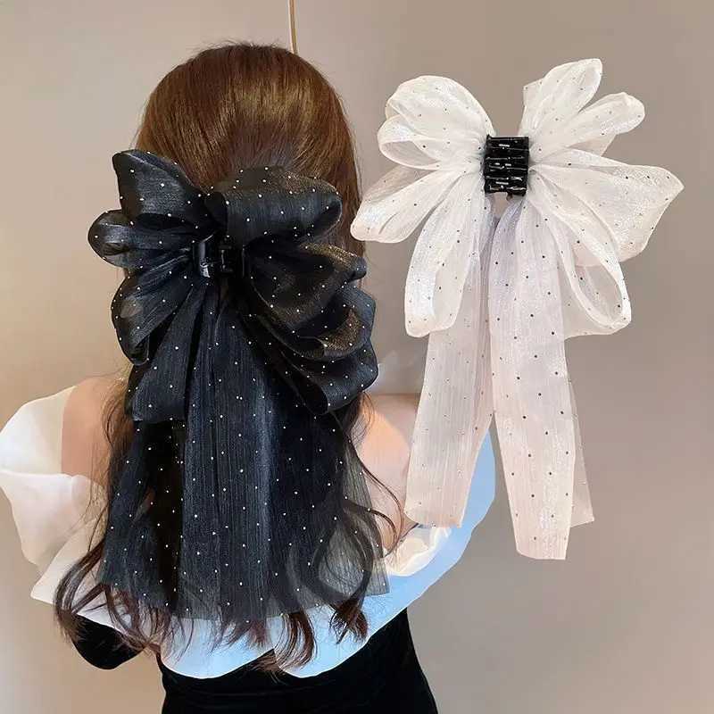 Elegant Hair Accessories with Oversized Tassel Net Yarn Butterfly Bow Hair Clip for Women Z250707