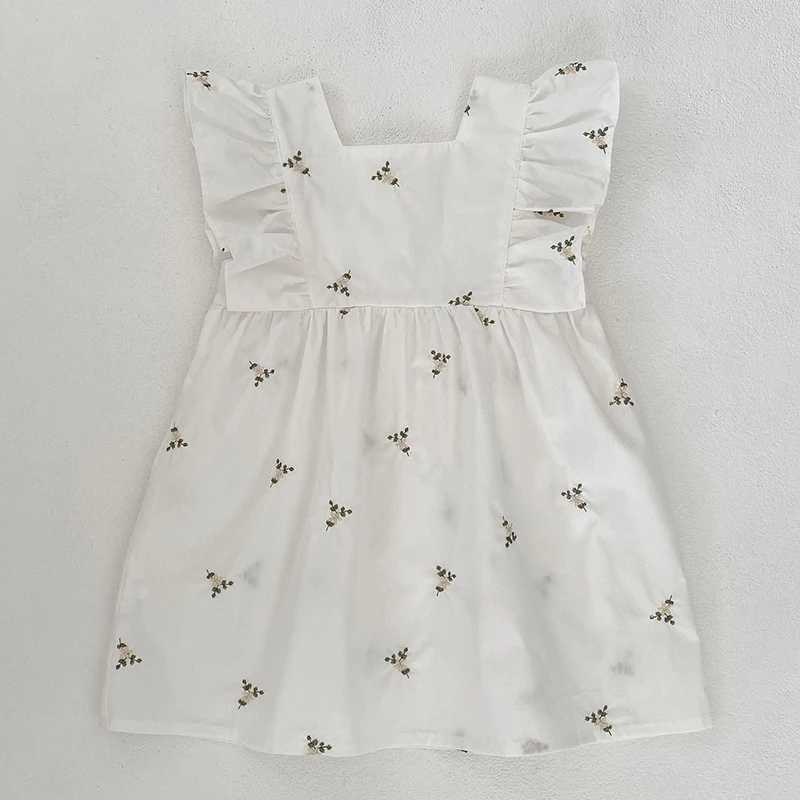 1-6 Years Kids Clothes Summer Embroidery Dress Baby Girls Clothes Flying Sleeves Dresses Childrens Clothing Cotton Dresses R250707