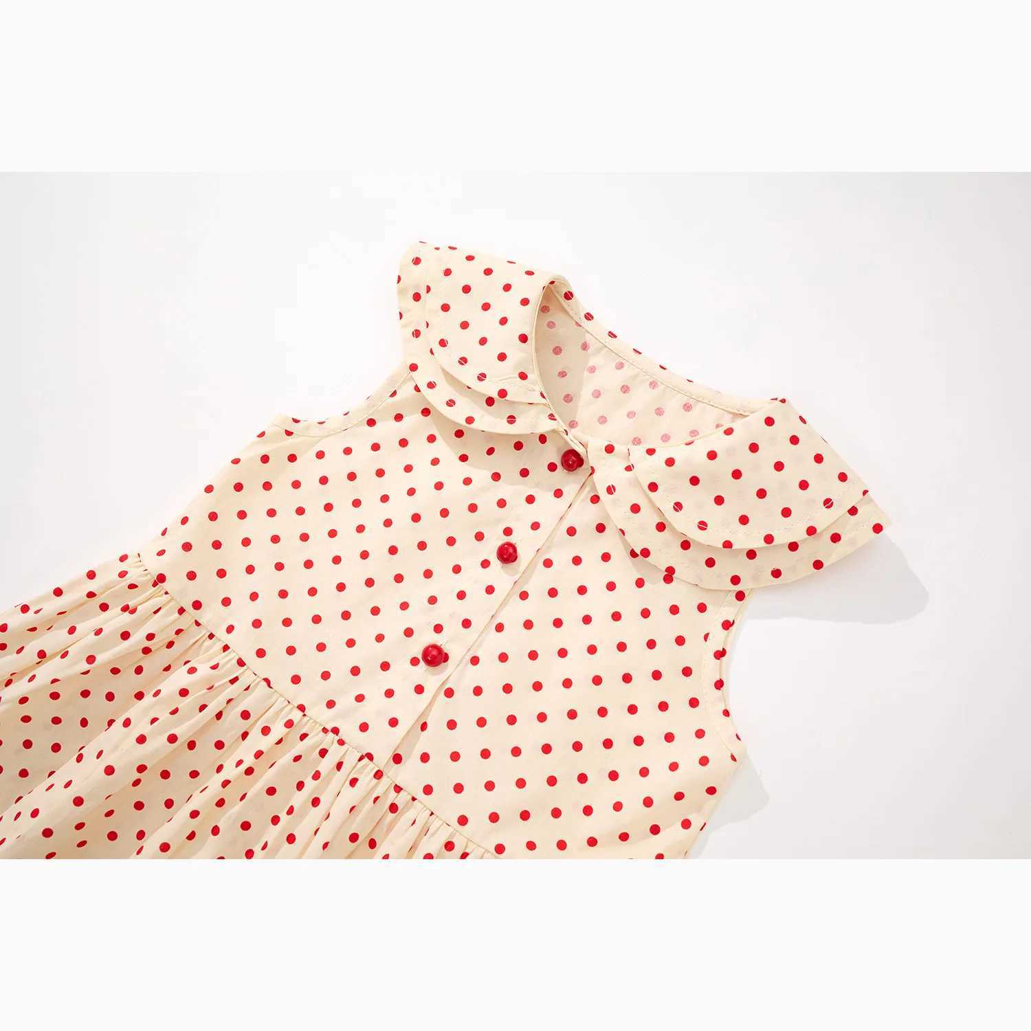 2025 Childrens Clothing Girls Polka Dot Dress Baby Korean Version Doll Collar Sweet Style Sleeveless Vest Skirt R250707