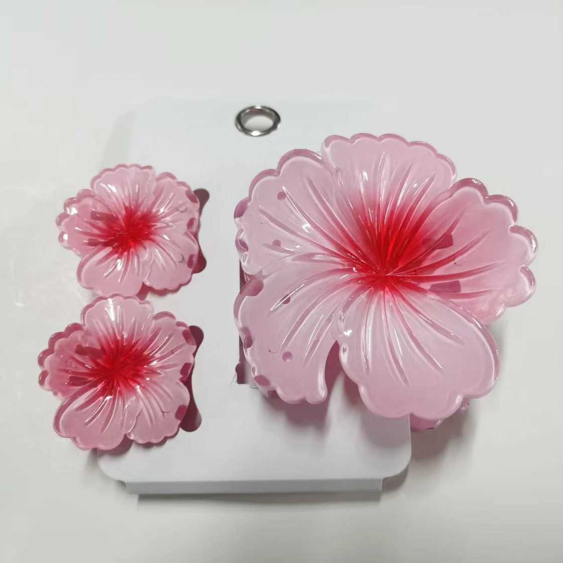 3pcs/set Floral Hair Claw Clips Set for Women Spring Beach Kawaii Hair Accessories Bauhinia Flower Clips Cute Summer Essentials Y250707