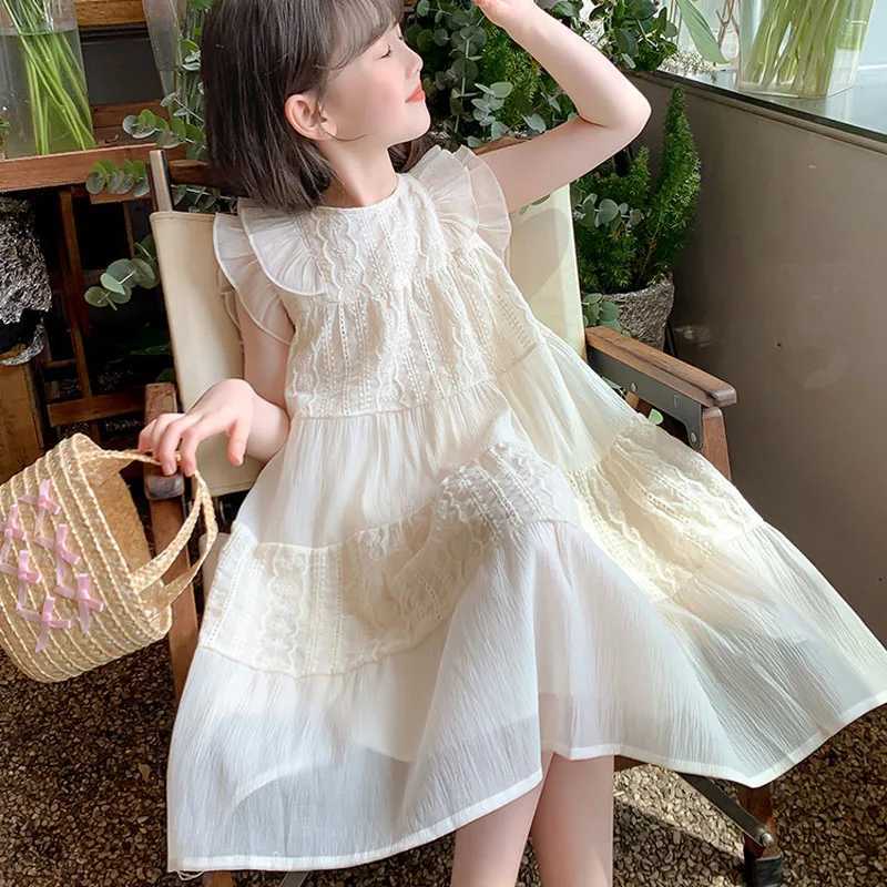 2024 New Girls Embroidery Princess Dress Childrens Summer Dress Sleeveless Baby Kids Simple Fashion Style Fairy Dress R250707