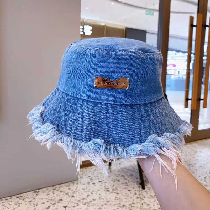 Cowboy fisherman hat for women washed and worn in spring and summer with rough edges for sun protection and shade outdoor Y250707