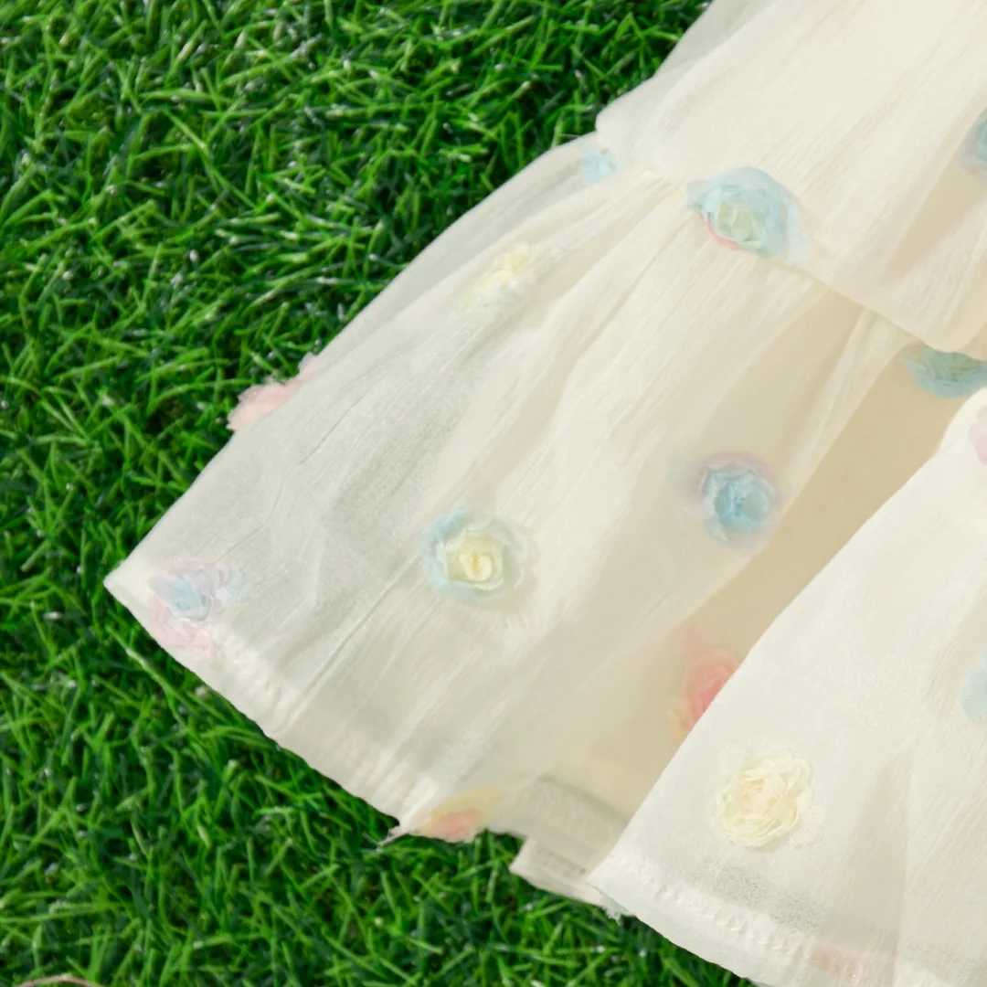 Baby Girl Clothing Summer Butterfly Wings Floral Pattern Halter Mesh Puffy Baby Dresses Cute Casual Baby Girl Dress R250707