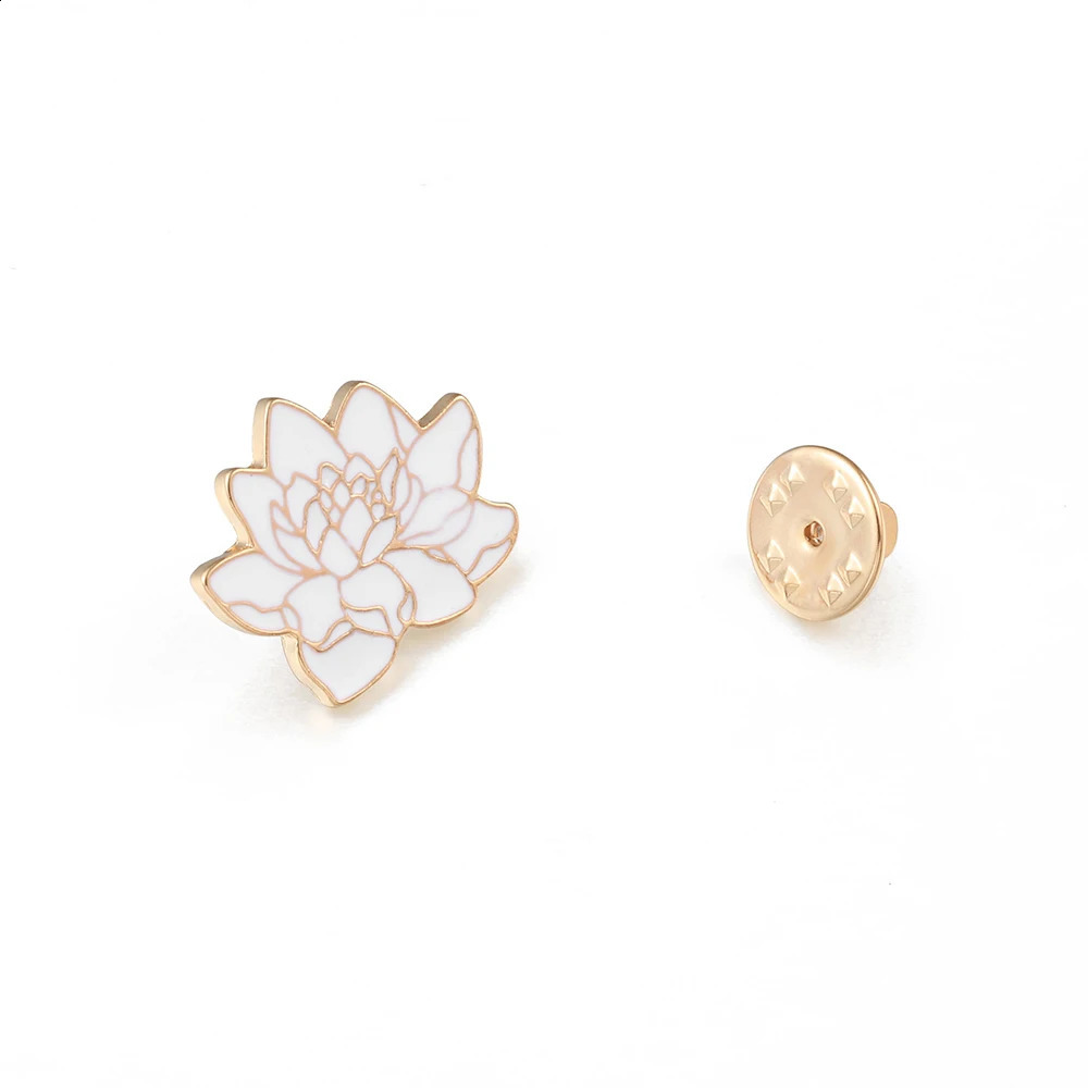 Buddhism White Lotus Flower Enamel Pin Floral Plant Brooches Denim Coat Backpack Lapel Men Women Badge Japanese Jewelry Gift 250625