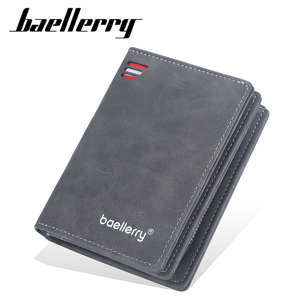 Designer Baellerry Men's Short Multi-Card Slot Zipper Buckle Coin Purse Suede Vertical Wallet Light Luxury Women's Bag