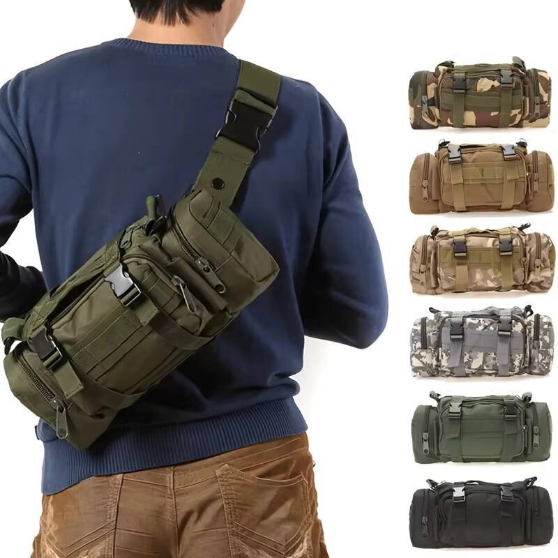 Nylon outdoor crossbody climbing hiking camping shoulder bag, zipper bag ddmynov