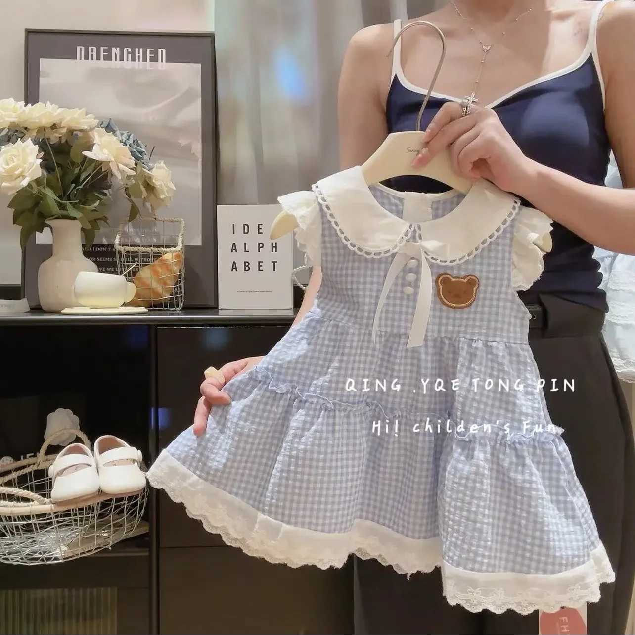 Girls Summer Dresses Childrens Foreign Dresses Fashion Trend College Style Princess Dresses in Small Children Cool Plaid R250707