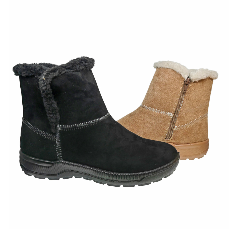 Womens Winter Boots with Fur Lining & Zipper - Warm Ankle Snow Footwear