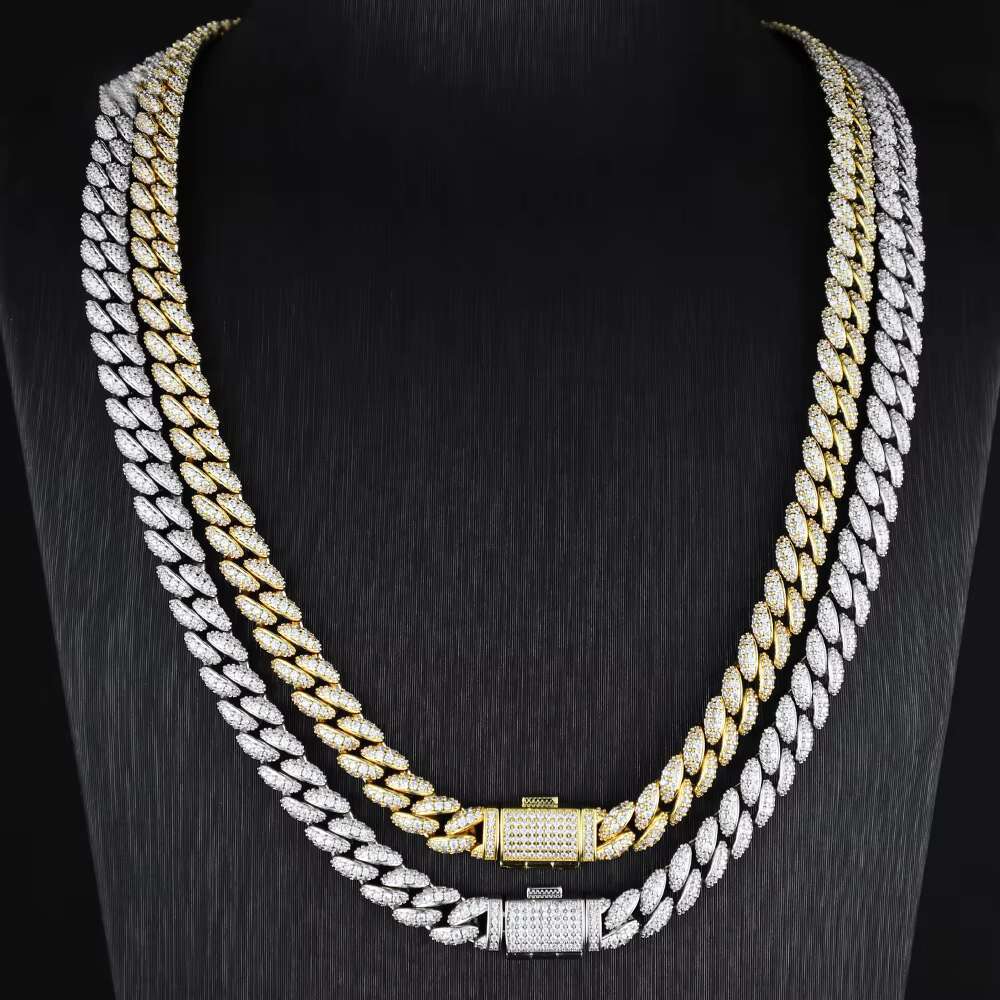 8mm Prong Cuban Link Chain Iced Out Pass Diamond Tester Vvs Moissanite 925 Sterling Silver Necklace