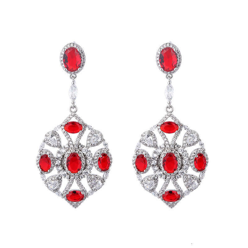 Tiktok Live S Sier Needle Trendy Faux Jewelry Accessories Red Treasure Tanzanite Blue Earrings For Women Ac2