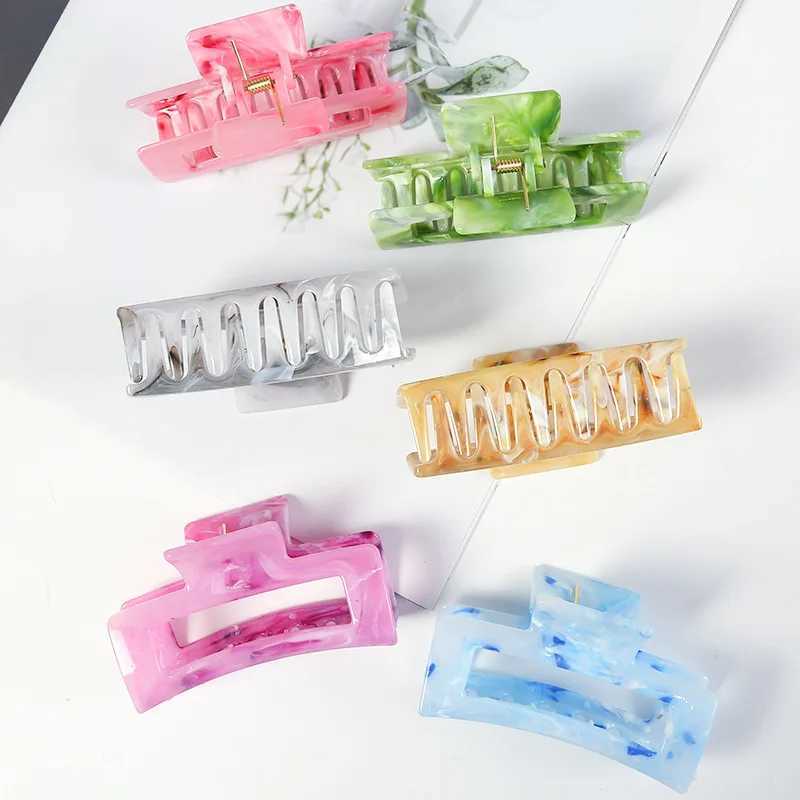 8.5cm Vintage Hair Clips Geometric Shape Hollow Out Colorful Print Women Claw Clip Girls Hair Accessories New Glossy Hair Claw Y250707