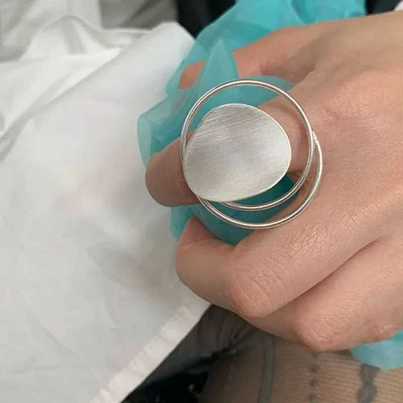 925 Sterling Silver Rings for Women Couple Minimalist Handmade Simple Big Circle Ring Fine Jewelry Gift Prevent Allergies XJ250707