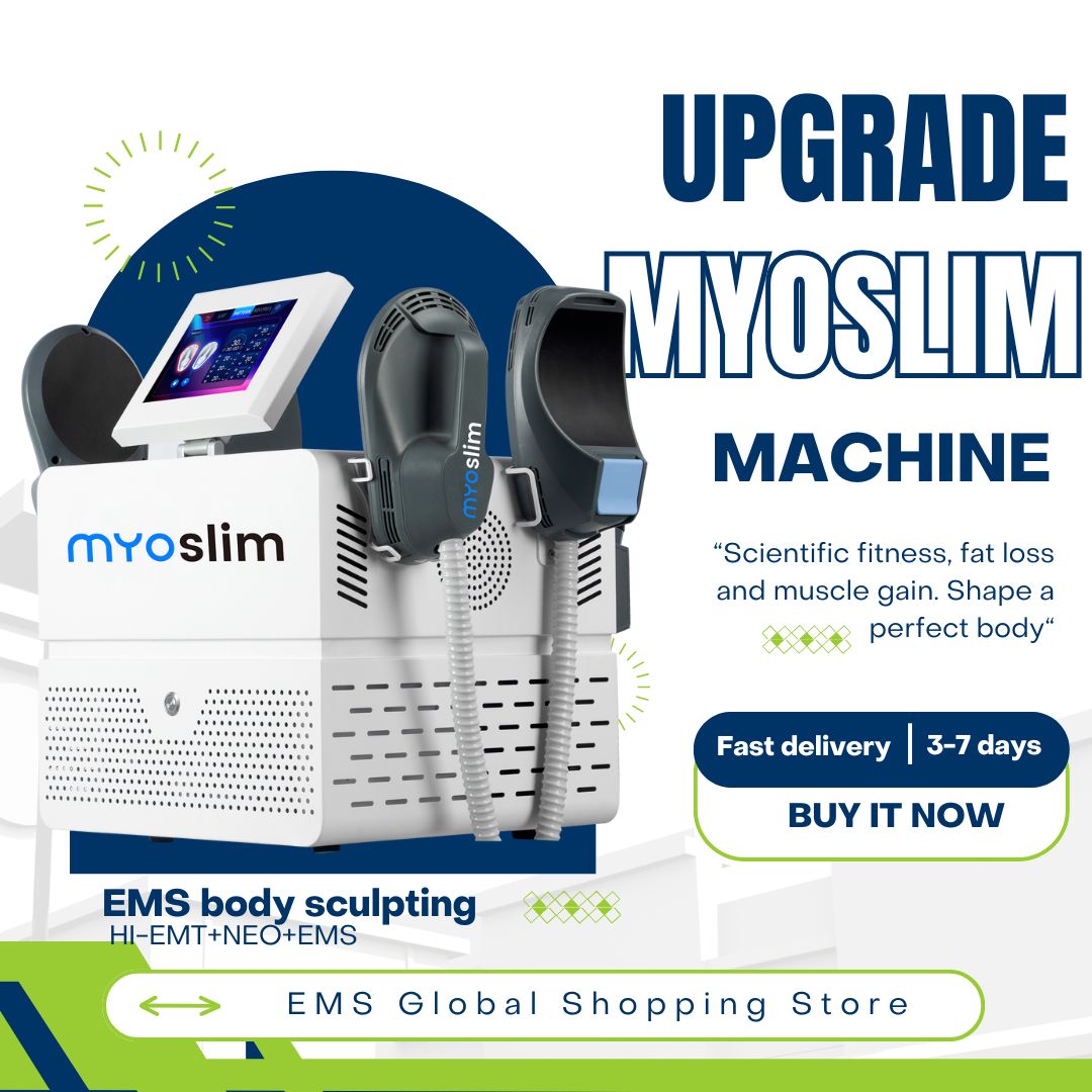 EMS Body Sculpting Machine Myoslim For Beauty Salon Fat Reduction and Muscle Toning With High Energy RF Technology 4/5 Handles to Choose From