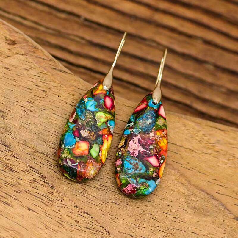 New Multi-color Matching Water Drop Natural Stone fashion Women's Earrings