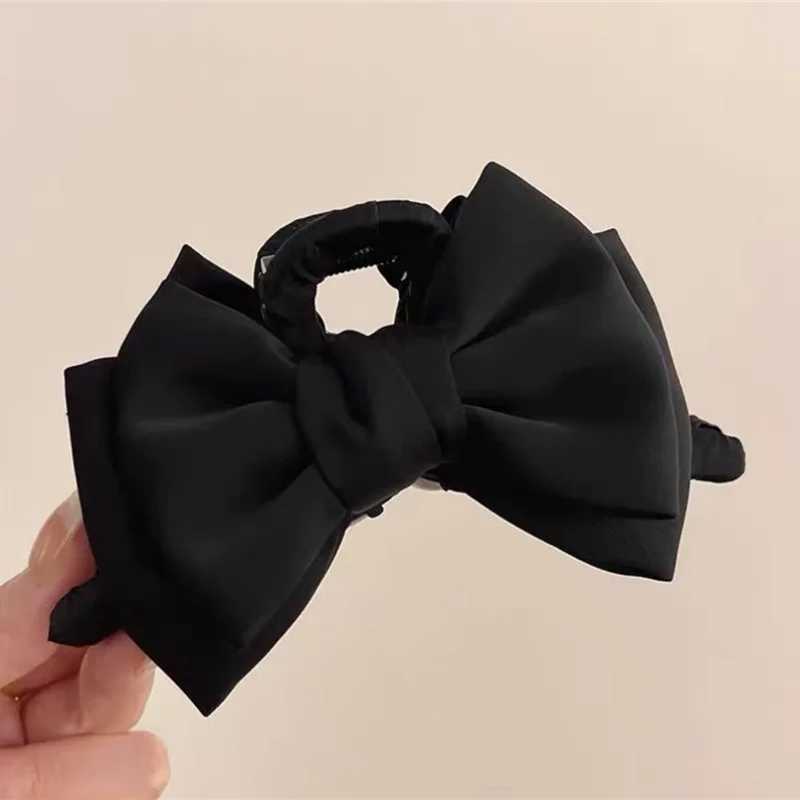 Bow Hairpin New Elegant Temperament Satin Hair Grab Hair Accessories Shark Clip on The Back of The Head Hair Claw Clip FENGCHE Z250707