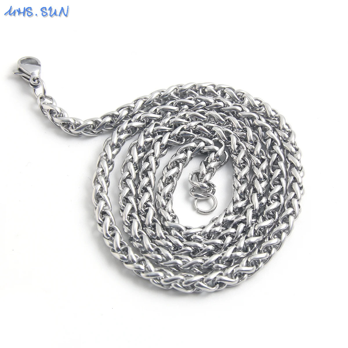 SUNSLL Stainless Steel M Flower Basket Chain Necklaces Silver Color Braided Wheat For Women Men Minimalist Jewelry 250704