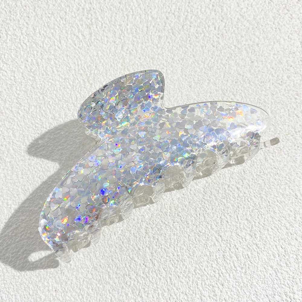 Oversize Colorful Sequin Shark Hair Claw Clip For Women Elegant Transparent Geometric Headwear Hairpin Hair Accessories Gift Z250707