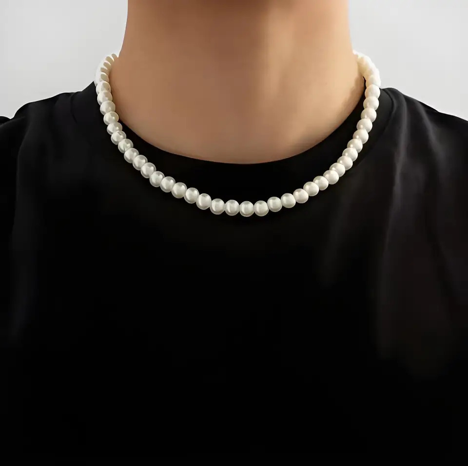 Trendy Pearl Necklace For Men Temperament Simple Handmade Strand Bead Fine Jewelry Wedding Gift 250704