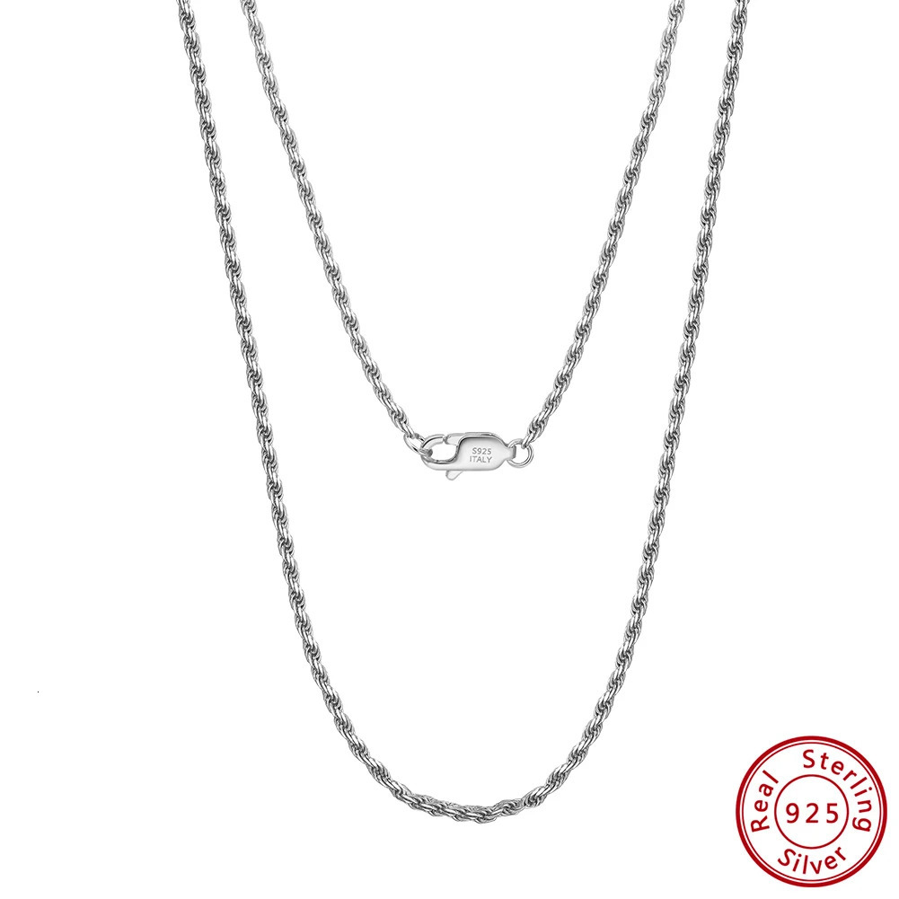 KISS MANDY Rhodium Plated 925 Sterling Silver Diamond-Cut Rope Chain Necklace with 1.7mm Width for Women Party Jewelry SC29 250702