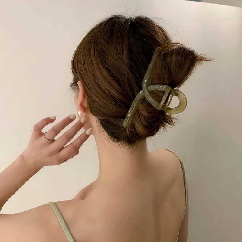 UXSL New Oversized Hair Claw Shark Clips Shiny Colorful Cross Grab Clip Elegant Ponytail Hairpin Hair Accessory for Women and Girls Y250707