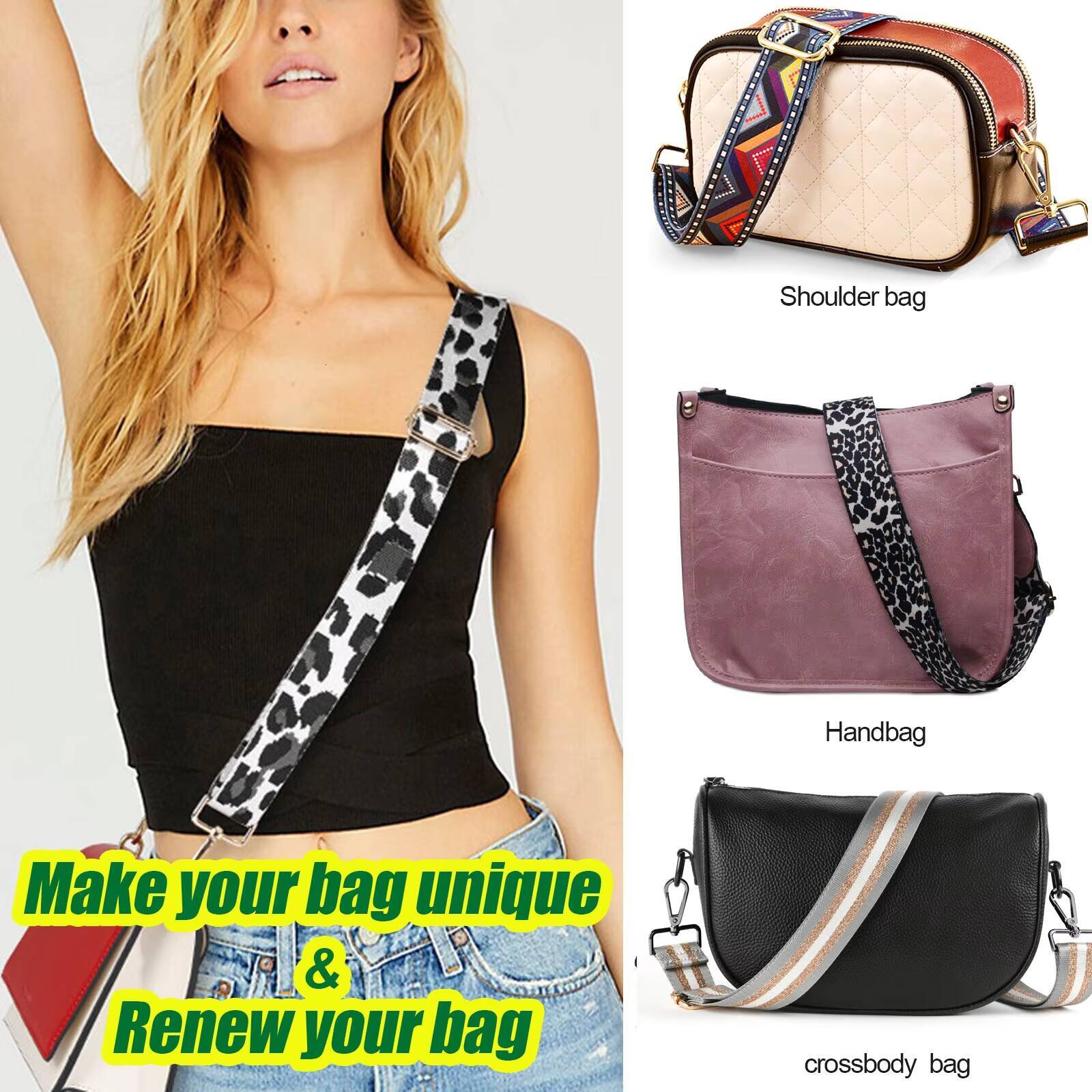 Purse Handbags Crossbody Women Adjustable Replacement Bag Belt Guitar Straps Printing Detachable Sling Shoulder Strap ddmynov