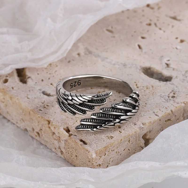 925 Sterling Silver Angel Wing Feather Adjustable Rings For Women Engagement Wedding Luxury Jewelry Accessories XJ250707
