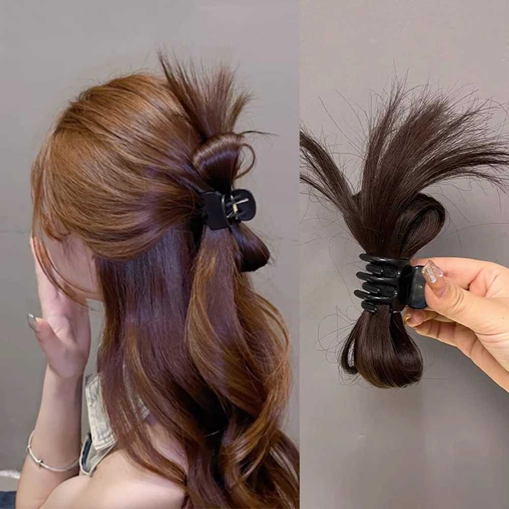 Women Half-tie Hair Claw Feather Shuttlecock Head Lazy Meatball Head Crab Clip Wig Catch Clip High Ponytail Hair Accessories Z250707