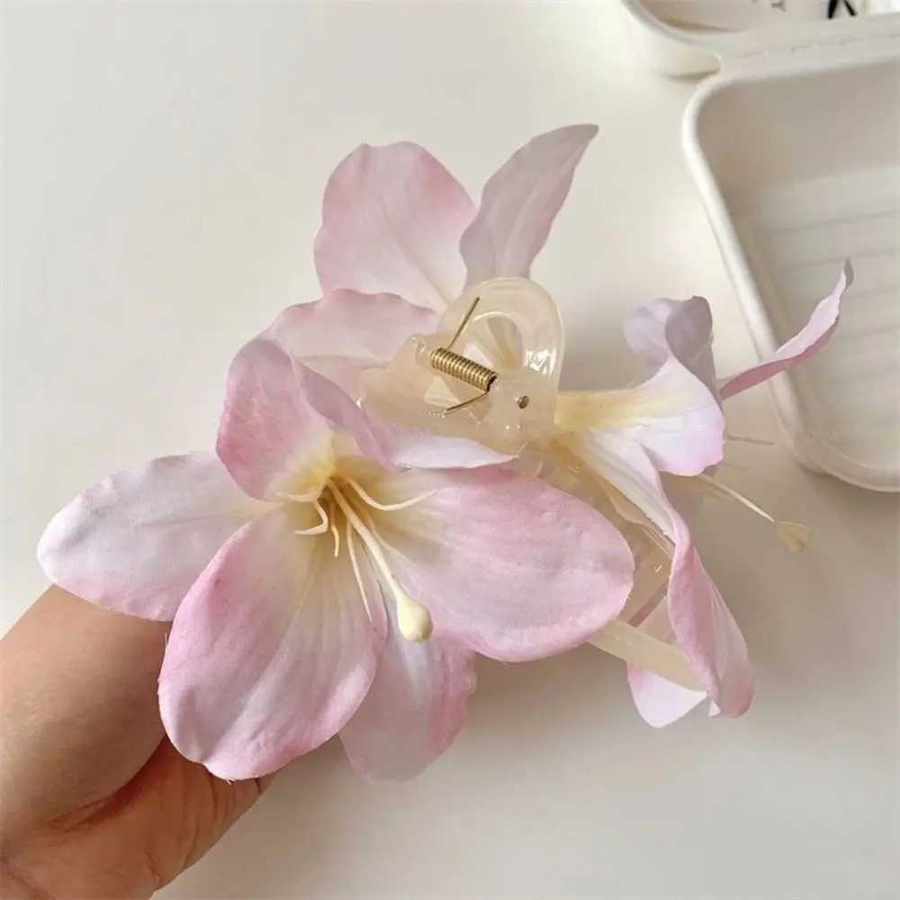 Fashion Purple Lily Flower Hair Shark Clip Super Fairy Plastic Hair Clips Headband Hair Accessories Y250707